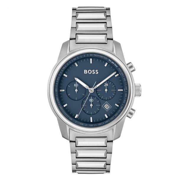 Hugo BOSS® Men’s Quartz Silver Stainless Steel Blue Dial 44mm Watch - 1514007