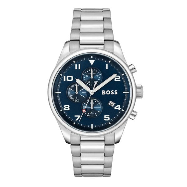 Hugo Boss® Men’s Quartz Silver Stainless Steel Blue Dial 44mm Watch - 1513989