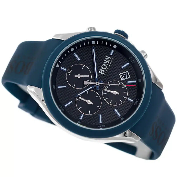 Hugo BOSS® Men’s Quartz Blue Silicone Strap Black Dial 44mm Watch 1513717