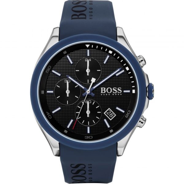 Hugo BOSS® Men’s Quartz Blue Silicone Strap Black Dial 44mm Watch 1513717