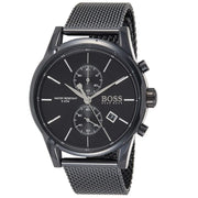 HUGO BOSS® Jet Black Mesh Bracelet Black Dial Chronograph Quartz Watch for Gents Stainless Steel 41 mm  - 1513769