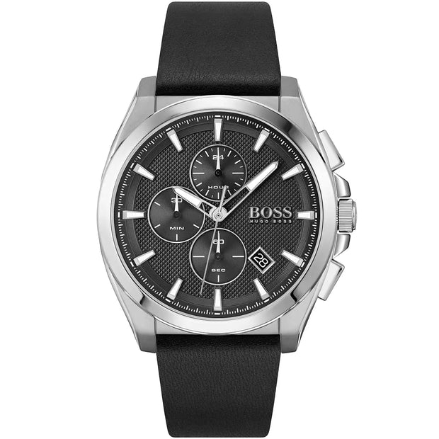 Hugo Boss Grandmaster Analog Quartz Watch for Men with Black Leather Strap - 1513881