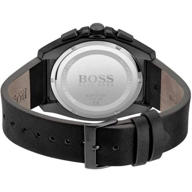 Hugo Boss Men’s Quartz Black Leather Strap Blue Dial 46mm Watch 1513883