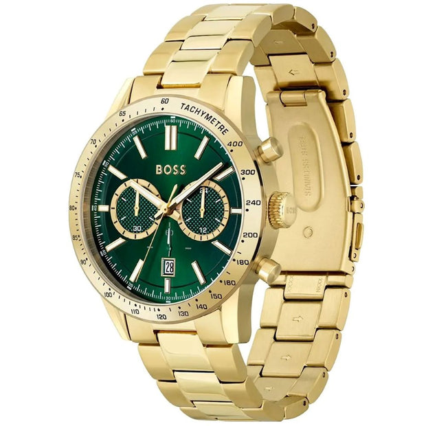 Hugo Boss Men’s Quartz Gold Stainless Steel Green Dial 44mm Watch 1513923