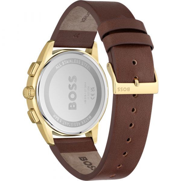 HUGO BOSS Analog Quartz Watch for Men with Brown Leather Strap - 1513926