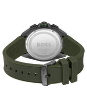 Hugo Boss Volane Analog Quartz Watch for Men with Green Silicone Band - 1513952