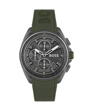 Hugo Boss Volane Analog Quartz Watch for Men with Green Silicone Band - 1513952