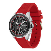 Hugo Boss Men’s Quartz Red Silicone Strap Black Dial 44mm Watch 1513959