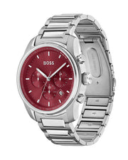 Hugo Boss Stainless Steel Red Dial Chronograph Men's Watch - 1514004