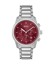 Hugo Boss Stainless Steel Red Dial Chronograph Men's Watch - 1514004