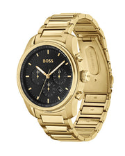 Hugo Boss Men’s Quartz Gold Stainless Steel Black Dial 44mm Watch 1514007