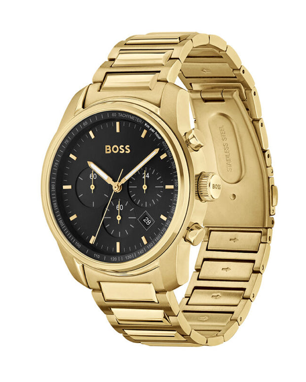 Hugo Boss Men’s Quartz Gold Stainless Steel Black Dial 44mm Watch - 1514006