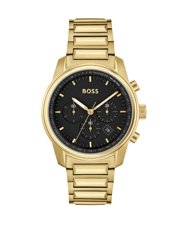 Hugo Boss Men’s Quartz Gold Stainless Steel Black Dial 44mm Watch - 1514006