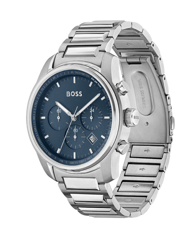 Hugo BOSS® Men’s Quartz Silver Stainless Steel Blue Dial 44mm Watch - 1514007