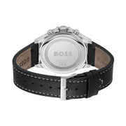 BOSS Analog Quartz Chronograph Watch with Black Dial and Black Leather Band - Model 1514055