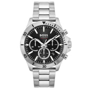 BOSS Chronograph Quartz Watch with Black Dial and Silver Stainless Steel Bracelet - Model 1514057