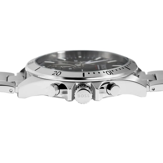 BOSS Chronograph Quartz Watch with Black Dial and Silver Stainless Steel Bracelet - Model 1514057