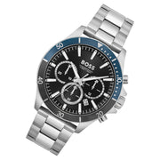 Hugo Boss Silver Steel Black Dial Chronograph Men's Watch - 1514101