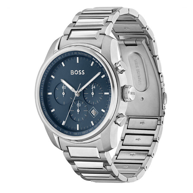 Hugo Boss® Men’s Quartz Silver Stainless Steel Blue Dial 44mm Watch - 1514007