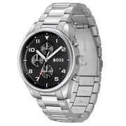 Hugo Boss® Men’s Quartz Silver Stainless Steel Black Dial 44mm Watch - 1514008