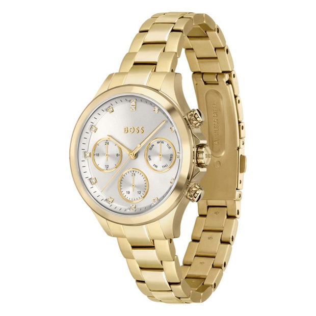 Hugo BOSS Women's Quartz Analog Silver Dial Gold Watch – Model 1502628