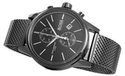 HUGO BOSS® Jet Black Mesh Bracelet Black Dial Chronograph Quartz Watch for Gents Stainless Steel 41 mm  - 1513769