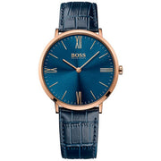 Hugo Boss Men’s Quartz Blue Leather Strap Blue Dial 40mm Watch – Model 1513371