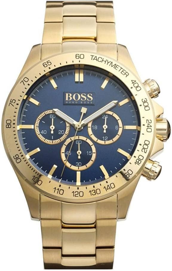 Hugo BOSS® Quartz Men's Watch HB1513340 44mm Yellow Gold Blue Bracelet