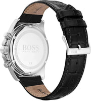 Hugo Boss Men’s Chronograph Leather Strap Black Dial 45mm Watch 1513752