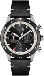 HUGO BOSS® Men’s Quartz Black Leather Strap Black Dial 44mm Watch 1513864