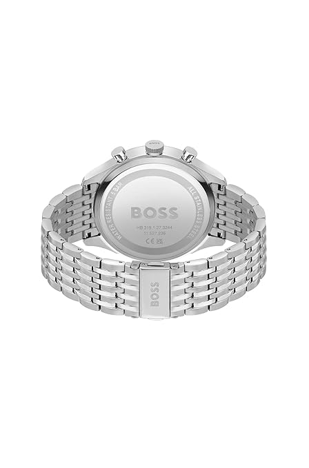 HUGO BOSS Multi-Function Analog Quartz Watch with Black Dial and Silver Stainless Steel Bracelet - Model 1514082