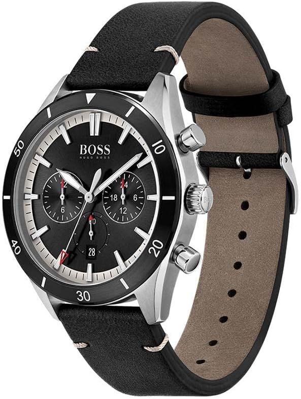 HUGO BOSS® Men’s Quartz Black Leather Strap Black Dial 44mm Watch 1513864