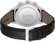 BOSS Chronograph Quartz Watch with Black Sunray Dial and Black Leather Band - Model 1514049