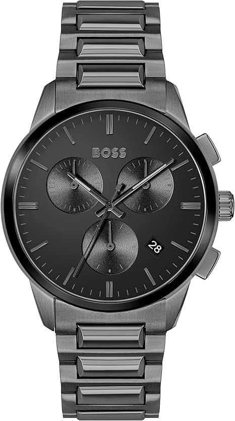 BOSS Analog Quartz Chronograph Watch with Black Dial and Gray Stainless Steel Bracelet - 1513929