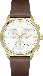 HUGO BOSS Analog Quartz Watch for Men with Brown Leather Strap - 1513926