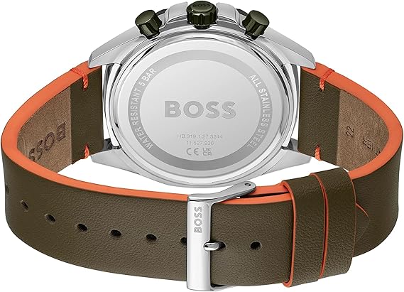 Hugo Boss Analog Quartz Watch with Green Dial and Green Leather Strap - Model 1514018