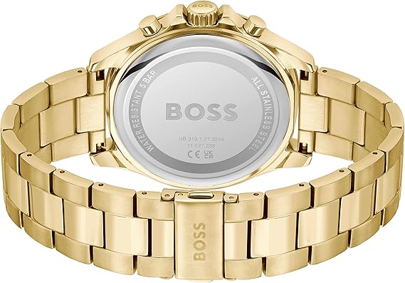 BOSS Chronograph Quartz Watch with Green Dial and Gold Plated Stainless Steel Bracelet - Model 1514059