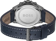 BOSS Analog Quartz Chronograph Watch with Blue Dial and Blue Leather Band - Model 1514056