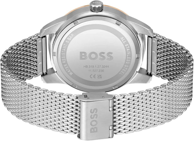 Hugo Boss Mesh Steel Black Dial Men's Multi-function Watch - 1513961