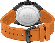 Hugo Boss Men’s Quartz Orange Silicone Strap Black Dial 44mm Watch 1513957