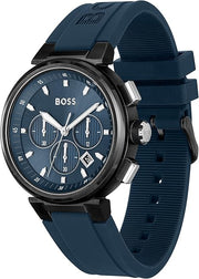 BOSS Chronograph Quartz Watch with Blue Dial and Blue Silicone Band - 1513998