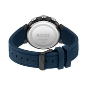 BOSS Chronograph Quartz Watch with Blue Dial and Blue Silicone Band - 1513998