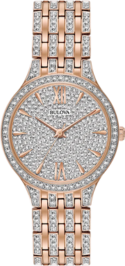 Bulova Crystal Collection Silver Crystals Dial Two Tone Steel Strap Watch for Women - 98L235