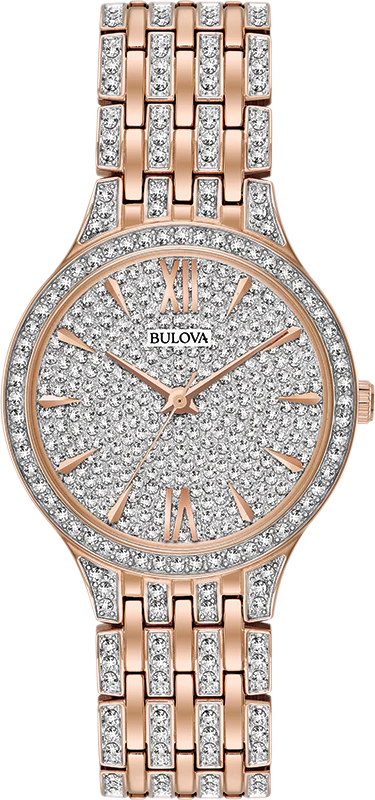 Bulova Crystal Collection Silver Crystals Dial Two Tone Steel Strap Watch for Women - 98L235