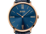 Hugo Boss Men’s Quartz Blue Leather Strap Blue Dial 40mm Watch – Model 1513371