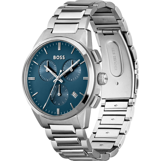 BOSS Analog Quartz Chronograph Watch with Blue Dial and Stainless Steel Bracelet - 1513927