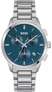 BOSS Analog Quartz Chronograph Watch with Blue Dial and Stainless Steel Bracelet - 1513927