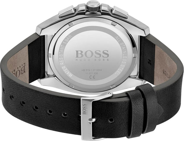 Hugo Boss Grandmaster Analog Quartz Watch for Men with Black Leather Strap - 1513881