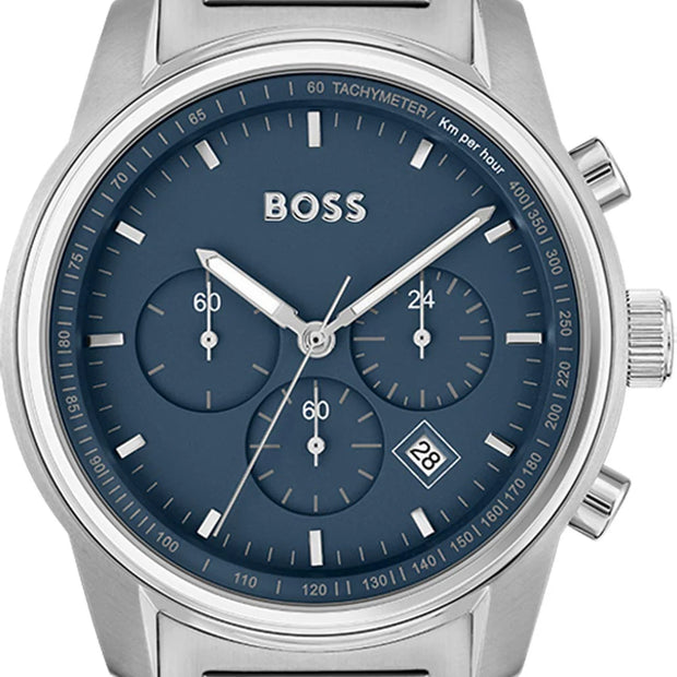 Hugo BOSS® Men’s Quartz Silver Stainless Steel Blue Dial 44mm Watch 1513999