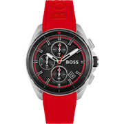 Hugo Boss Men’s Quartz Red Silicone Strap Black Dial 44mm Watch 1513959